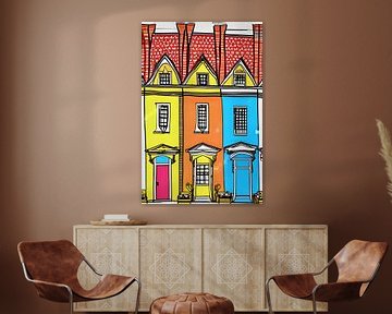 3 huizen variatie III van Lily van Riemsdijk - Art Prints with Color