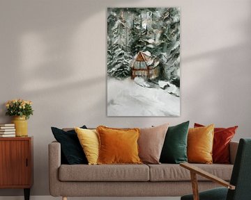 Betoverd huis in het bos met vuurvliegjes van Kim Karol / Ohkimiko