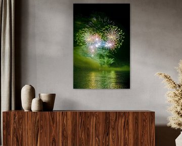 vuurwerk op de Rijn. van Fotografie Arthur van Leeuwen