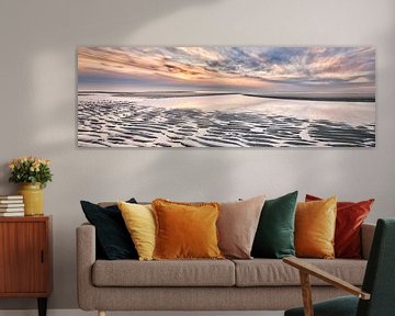 North Sea coast of the Netherlands with the beach in panorama