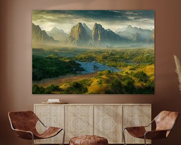 Jurassic Mountains in the Mist Illustratie van Animaflora PicsStock