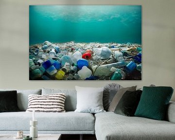 Plastic afval in de wereldzeeën Symbool Illustratie van Animaflora PicsStock