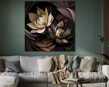 Lotusbloemen abstract van Jacky