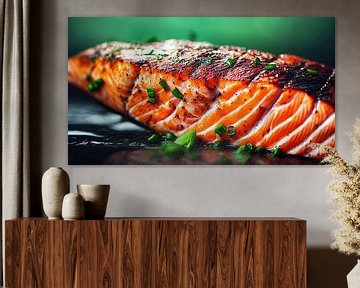 Panorama steak de saumon grillé Illustration sur Animaflora PicsStock