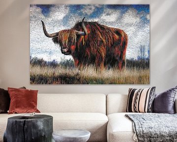 Schottisches Hochlandrind, Highland Cattle oder Kyloe | Van Gogh Art von Peter Balan