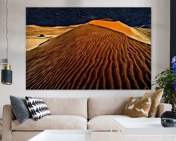 Sossusvlei night dune (Namibia photo painting)
