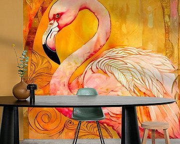 De elegante flamingo in goud van Whale & Sons