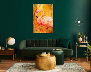 De elegante flamingo in goud van Whale & Sons