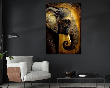 A dreaming Elephant in gold by Whale & Sons
