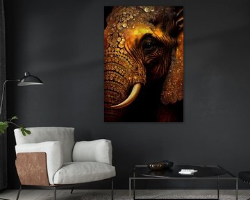 Portrait d'un éléphant doré sur Whale & Sons