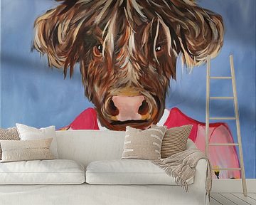 Scottish highlander in a jacket - by Simone Kuijpers by Simone Kuijpers