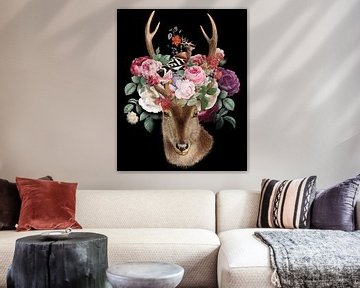 Deer Flowers van Gisela - Art for you
