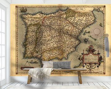 Antike Karte von Spanien, von Abraham Ortelius, ca. 1570
