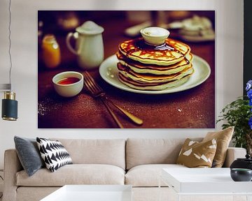 Pannenkoeken met stroop, ontbijt illustratie van Animaflora PicsStock