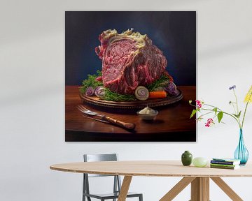 Illustratie van biefstuk op zwarte achtergrond van Animaflora PicsStock