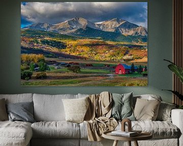 Red Barn Photo en Mount Sopris in Colorado met herfstkleuren van Daniel Forster