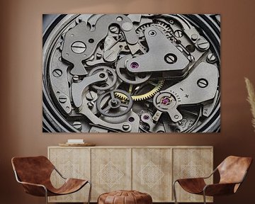 Het opengeweekt uurwerk van een zakhorloge van Hans Kool