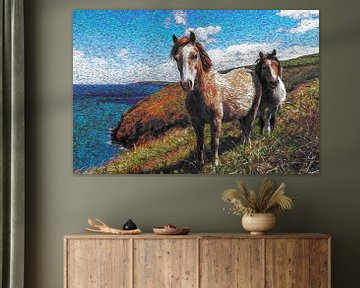 Pferde an der Küste | Van Gogh Art von Peter Balan
