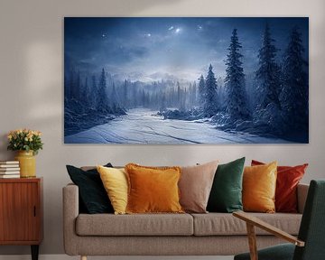 Het Landschap van de winter met Bomen en Sneeuw Illustratie van Animaflora PicsStock