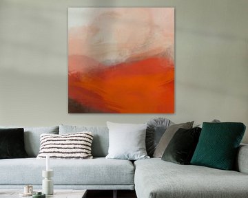 Abstract schilderij 4 Landschap in rood oranje van Ana Rut Bre