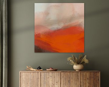 Abstrakte Malerei 4 Landschaft in Rot Orange von Ana Rut Bre