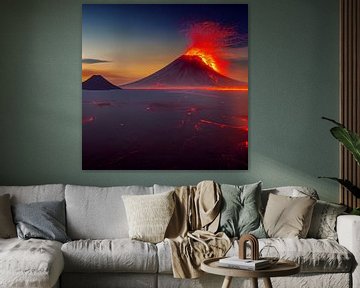Vulkaanuitbarsting met lava-illustratie van Animaflora PicsStock