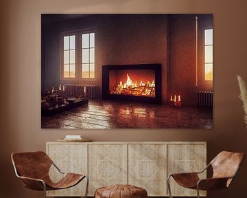 Fireplace in the room illustration by Animaflora PicsStock