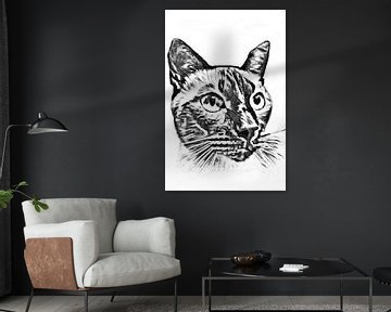 Zwart wit portret oosterse kat van Maud De Vries