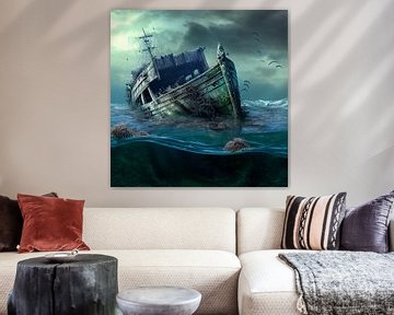 Shipwreck in the Sea Illustration by Animaflora PicsStock