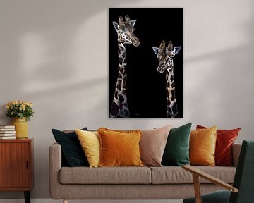 2 Giraffes on 1 canvas by Cynthia Verbruggen