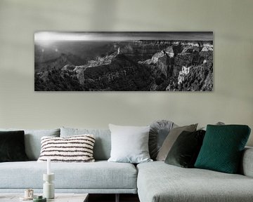 Grand Canyon USA Panorama in zwart-wit. van Manfred Voss, Schwarz-weiss Fotografie
