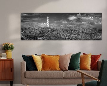 Leuchtturm auf der Insel Aruba in schwarzweiss. von Manfred Voss, Schwarz-weiss Fotografie
