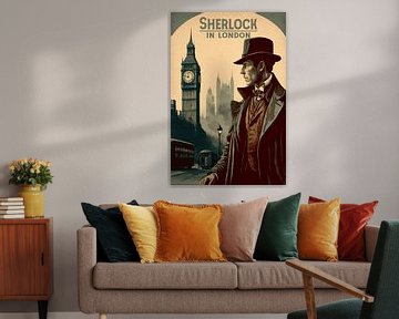 Sherlock Holmes in London, vintage poster by Roger VDB