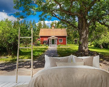 Rotes Holzhaus bei Vimmerby in Schweden von Rico Ködder