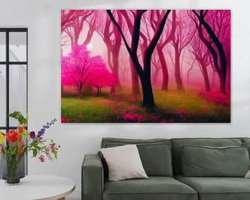 roze mist in het bos illustratie van Animaflora PicsStock