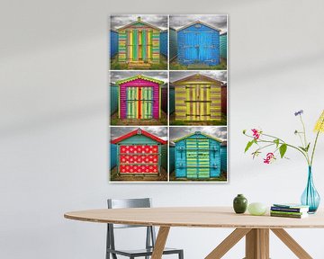 Collage Colourful Beach Houses by Luc de Zeeuw