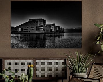 Zwart-wit foto van De Sfinxen aan het Gooimeer van Phillipson Photography