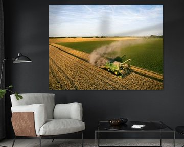 Combine harverster harvesting wheat during summer by Sjoerd van der Wal Photography