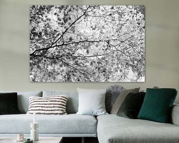 Bladerdak in zwart wit art print - mindful natuur fotografie van Christa Stroo fotografie