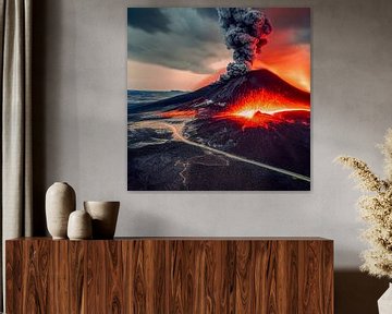 Volcanic eruption with lava illustration by Animaflora PicsStock