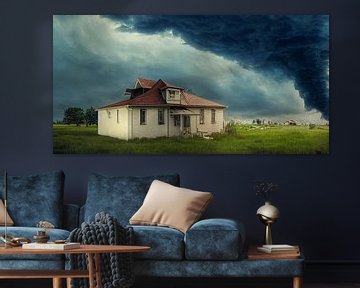 Huis in een tornadostorm, illustratie van Animaflora PicsStock
