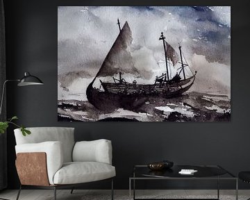 Vikingschip Schilderij Illustratie van Animaflora PicsStock