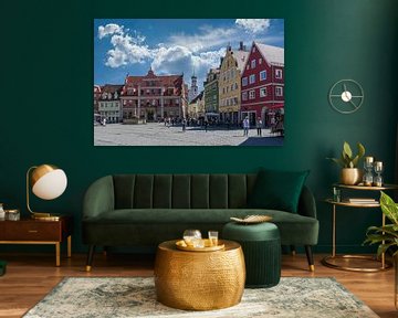 Marktplein in Memmingen - Duitsland van Mart Houtman