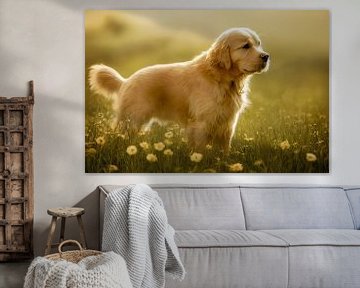 Golden Retriever Puppy Art Illustration by Animaflora PicsStock