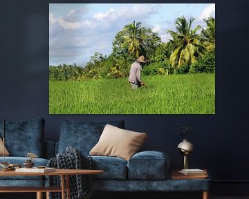 Farmer on land, Bali by Inge Hogenbijl