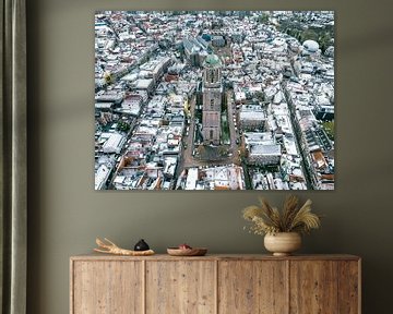 Peperbus Kirchturm kalten Morgen Drohne Blick in Zwolle von Sjoerd van der Wal Fotografie