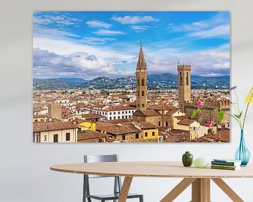 Uitzicht op historische gebouwen in Florence, Italië van Rico Ködder