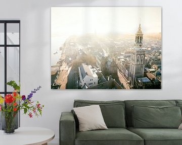 Kampen city view at the river IJssel during a cold winter sunris by Sjoerd van der Wal Photography