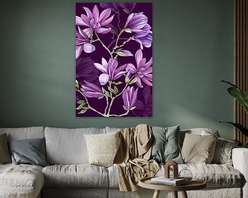 Magnolia branches spring purple by Geertje Burgers