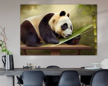 Panda Eats Bamboo Illustration by Animaflora PicsStock